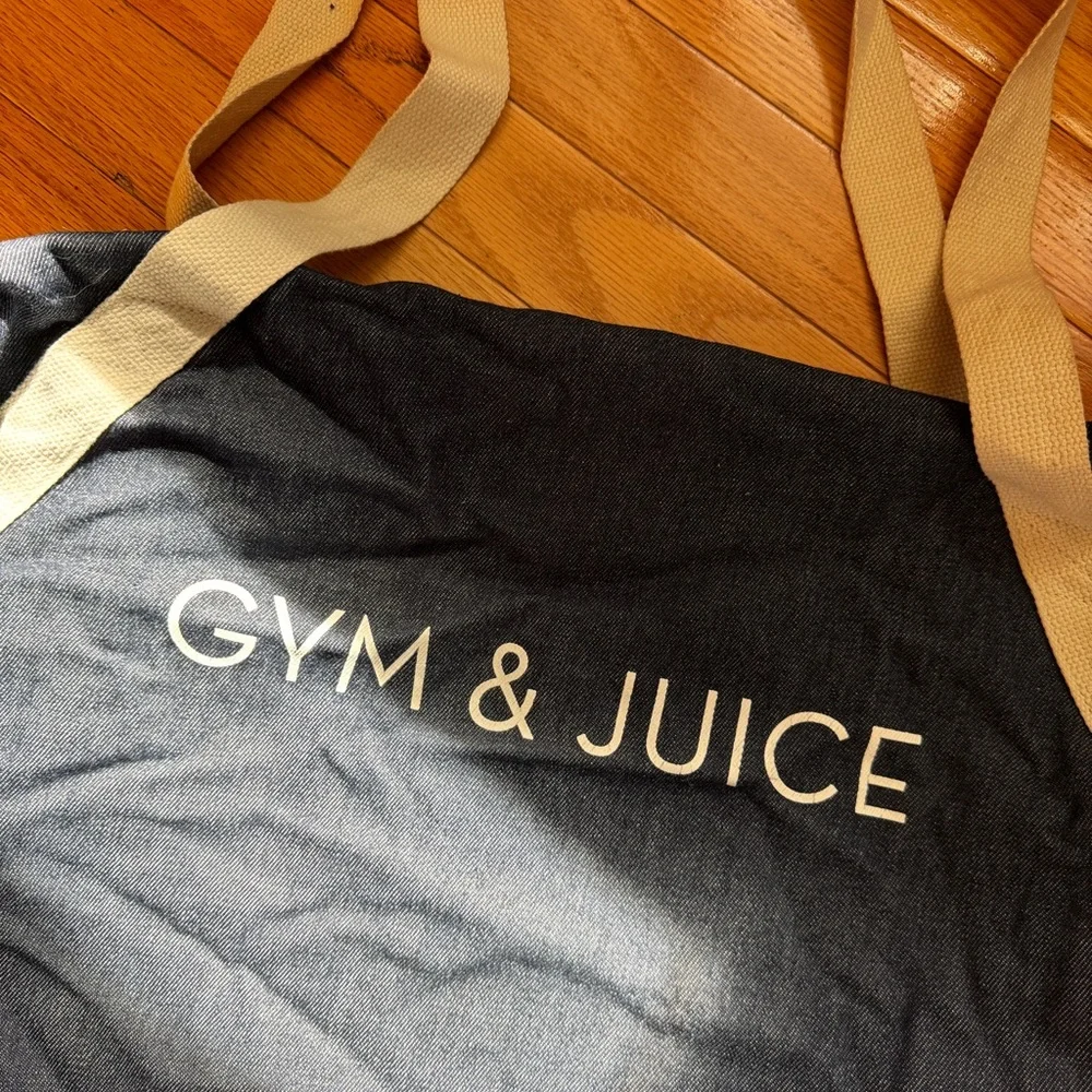 Gym & Juice Navy Canvas Duffel Bag with Cream Straps